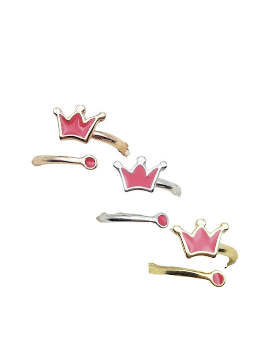 Gold Plated Silver Opening Kids Ring with Design Crown PD13
