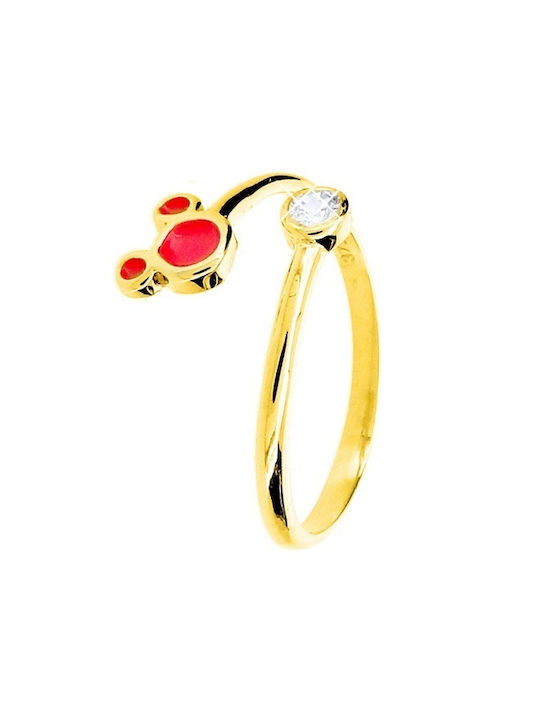 Gold Opening Kids Ring with Stone 9K PKD019A