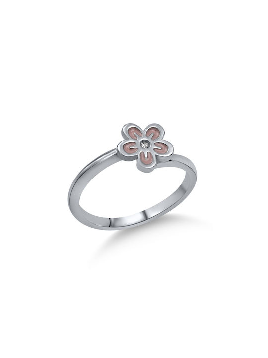 Silver Kids Ring with Design Flowers ΑΠΔ0003