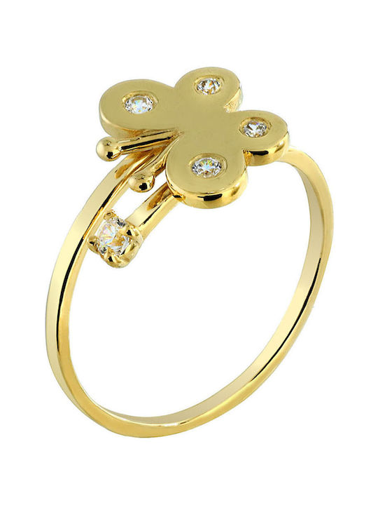 Gold Opening Kids Ring with Design Butterfly 9K P-27345