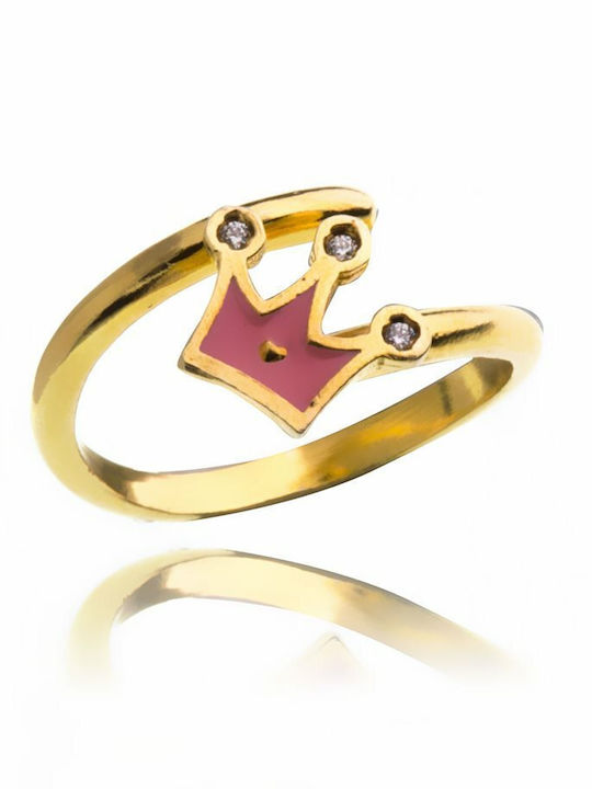 Paraxenies Vergoldet Kinder Ring mit Design Krone Eröffnung aus Silber KIDS017