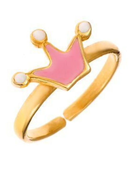 Paraxenies Vergoldet Kinder Ring mit Design Krone Eröffnung aus Silber P18245