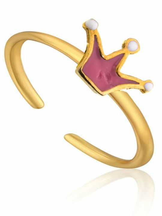 Paraxenies Vergoldet Kinder Ring mit Design Krone Eröffnung aus Silber KIDS003