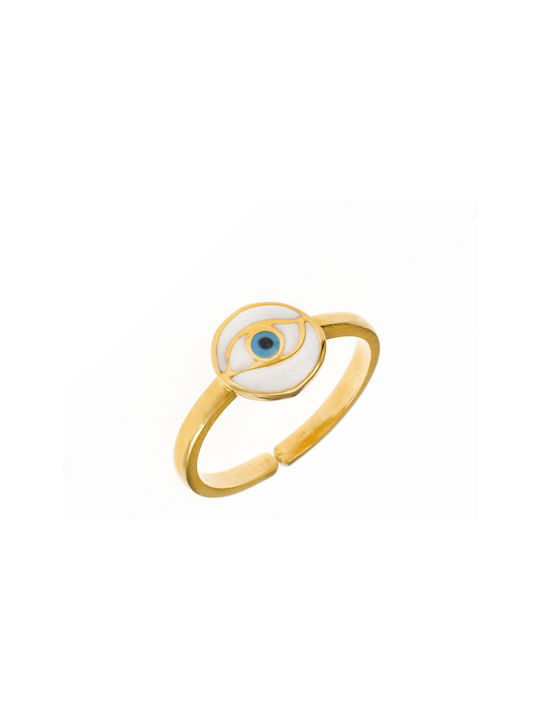 Gold Plated Silver Opening Kids Ring with Design Evil Eye 18254
