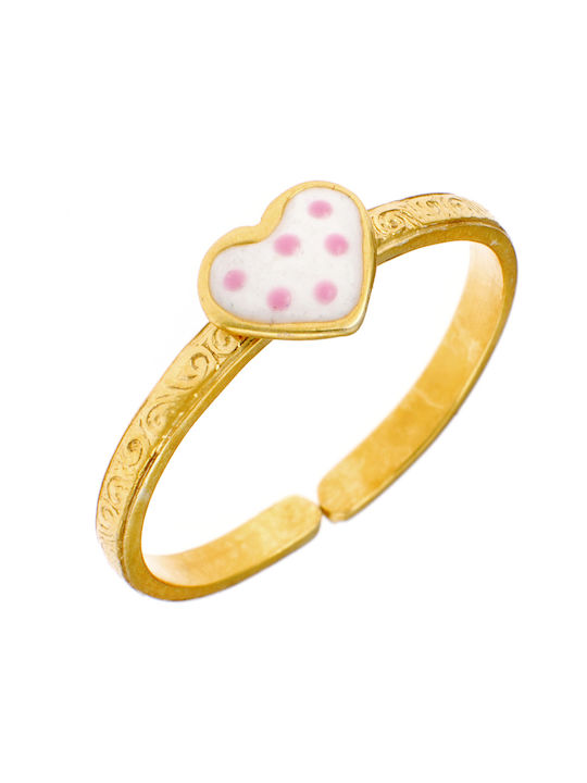 Gold Plated Silver Opening Kids Ring with Design Heart 19277