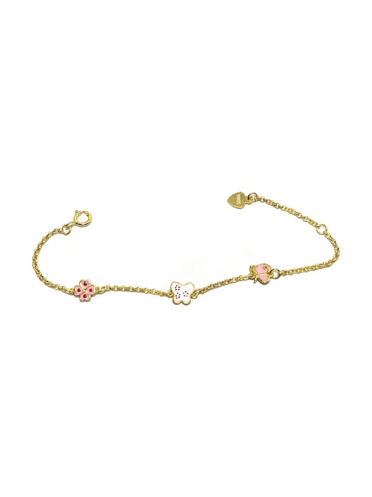 Kids Gold Plated Silver Chain Bracelet with Butterfly for Girl