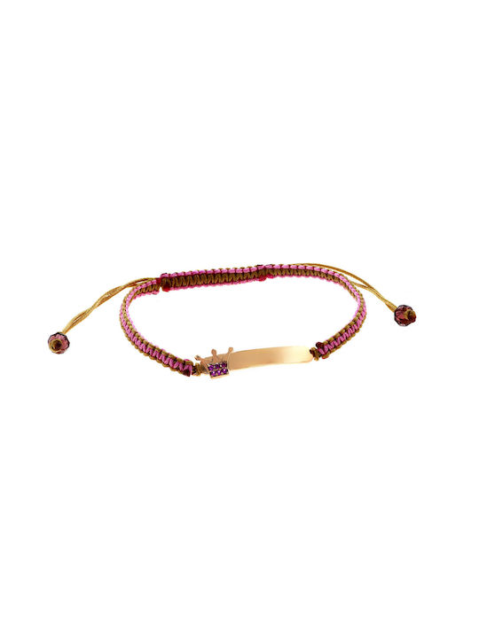 Kids Gold ID Bracelet 9K with Crown for Girl