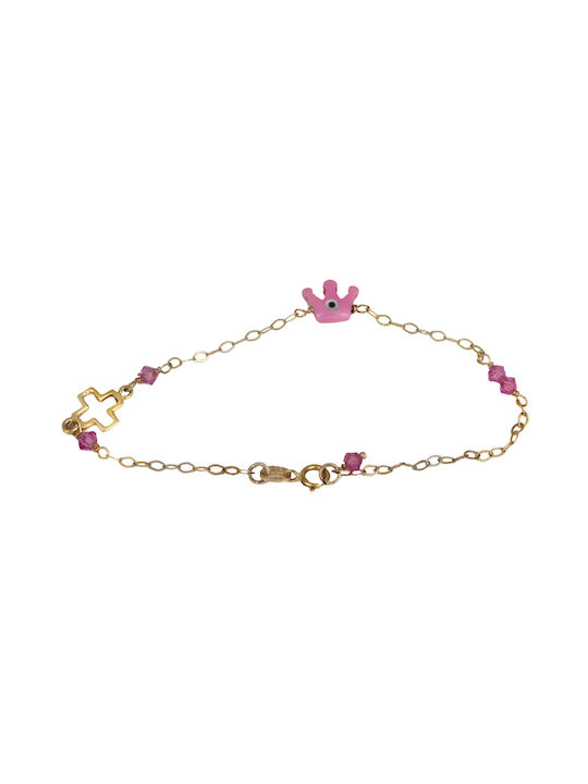 Kids Gold Chain Bracelet 9K with Cross for Girl