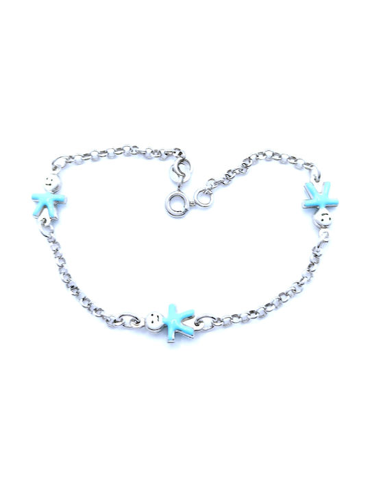 PS Silver Kids Silver Chain Bracelet with Figure for Boy