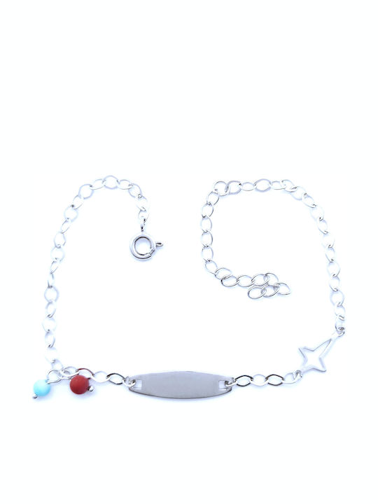 PS Silver Kinderarmband ID aus Silber mit Steine & Σταυρό