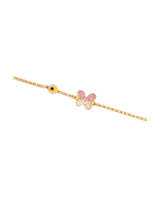 Kids Gold Plated Silver Chain Bracelet with Evil Eye for Girl