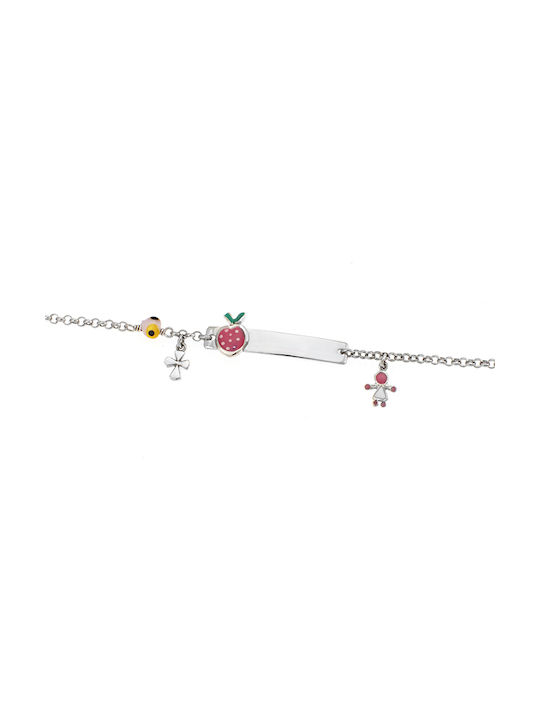 Kids Silver Chain Bracelet with Evil Eye for Girl