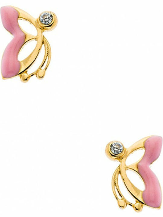 Kritsimis Hypoallergenic Gold Studs Kids Earrings Butterflies 14K