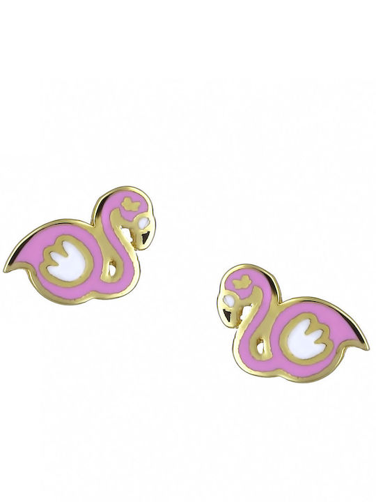 Cercei pentru copii Studs din Aur 9K Yellow Gold-Pink