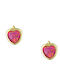 Cercei pentru copii Studs Inima din Aur 14K Yellow Gold-Pink