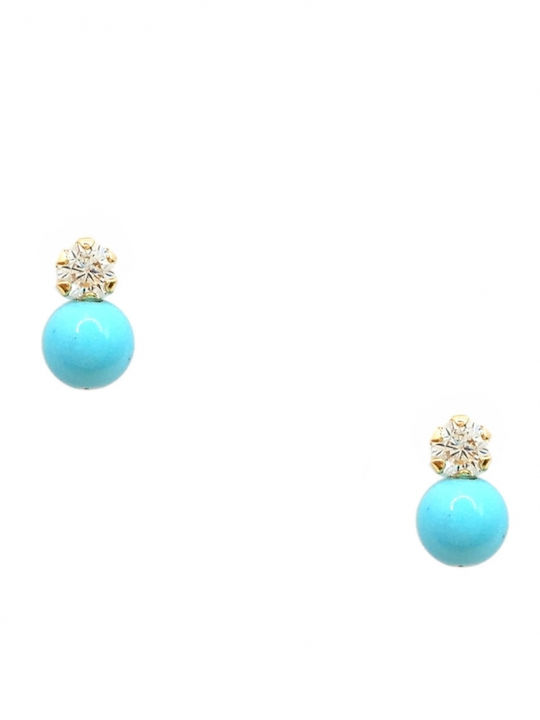 Kids Earrings Studs with Stones from Gold 14K