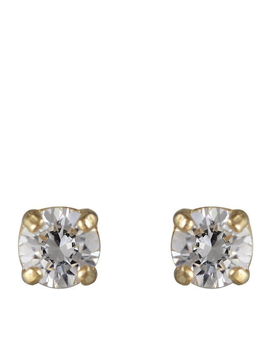 Gold Studs Kids Earrings with Stones 14K