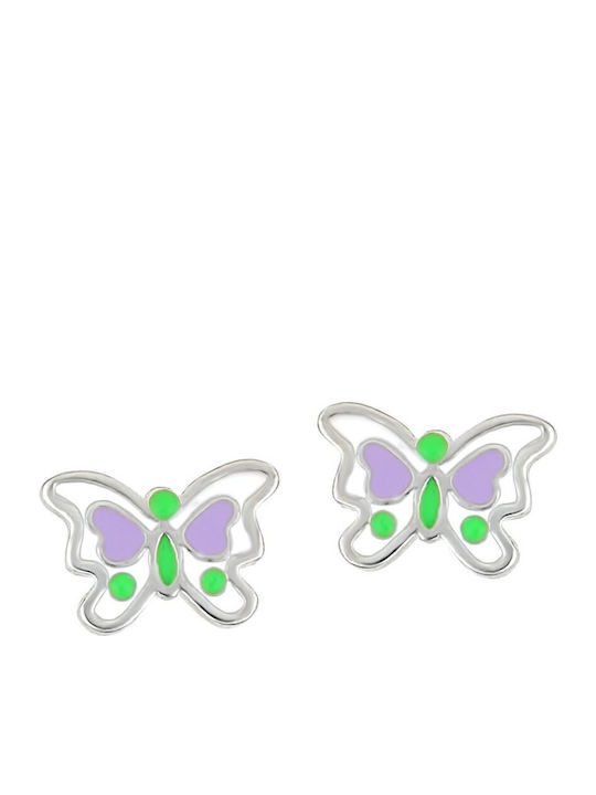 Silver Studs Kids Earrings Butterflies