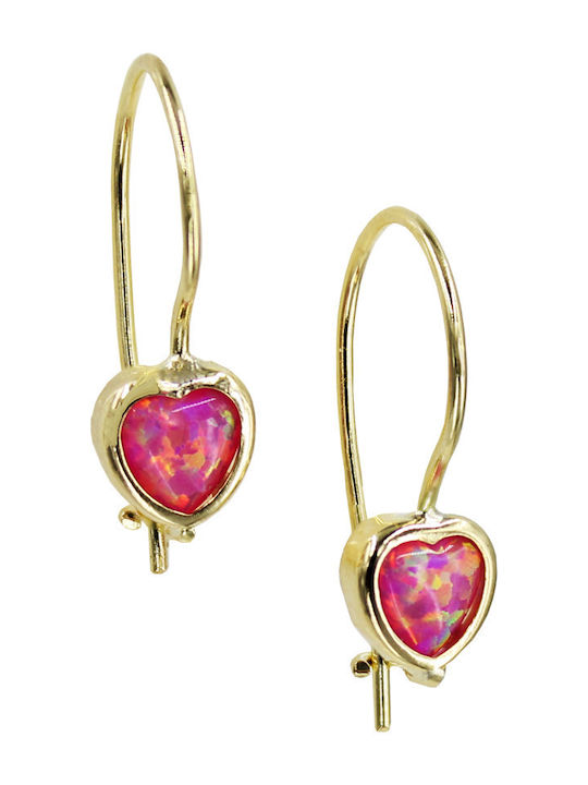 Roloi Kaliamanis Kids Earrings Pendants Hearts from Gold 9K