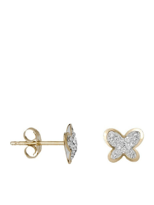 Gold Studs Kids Earrings Butterflies 9K