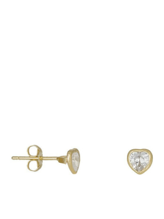 Gold Studs Kids Earrings Hearts 9K