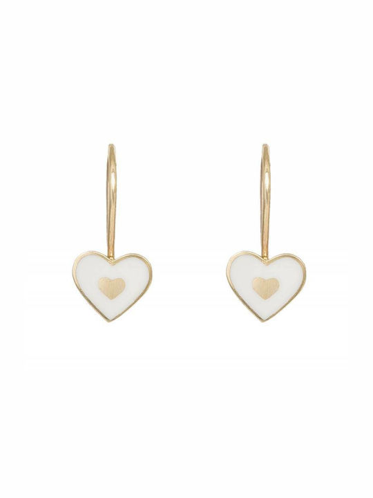 Kinderohrringe Anhänger Herzen 14K Gold-White