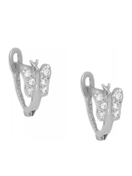 Kids Earrings Butterflies from White Gold 14K
