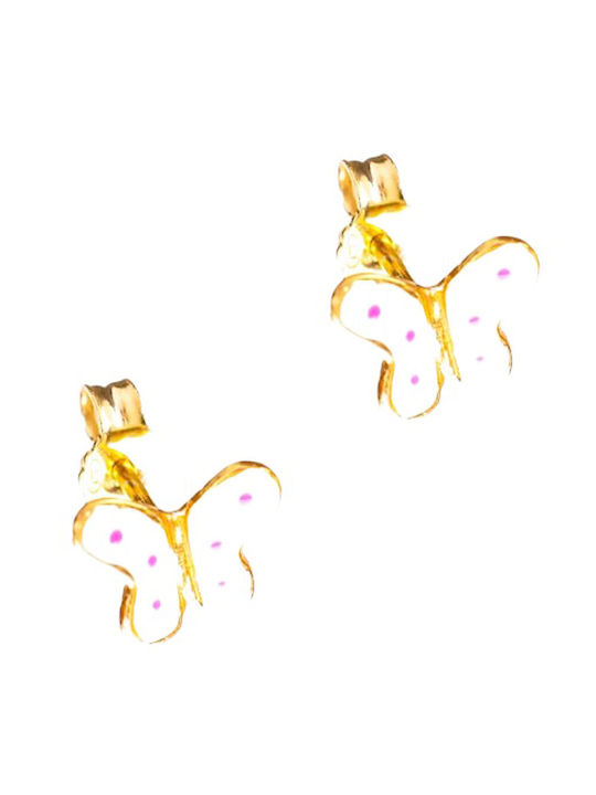 Gold Plated Silver Studs Kids Earrings Butterflies