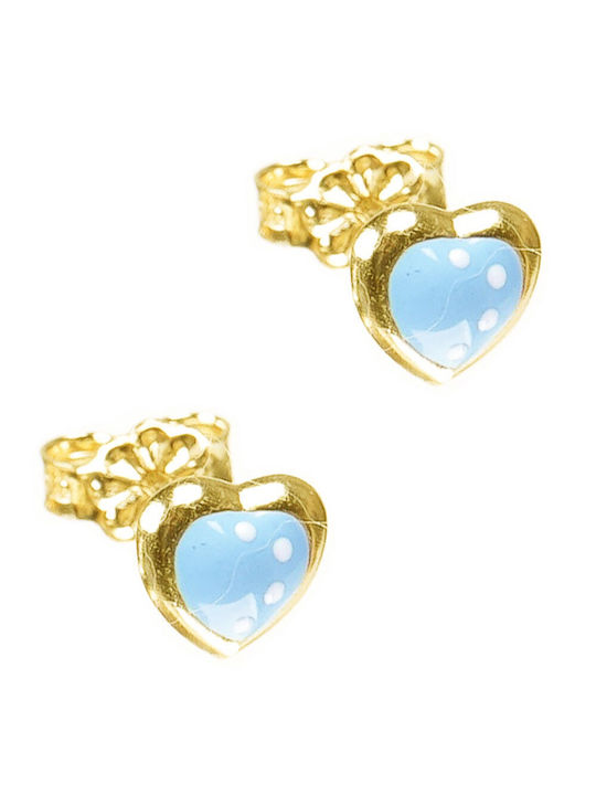 Gold Studs Kids Earrings Hearts 9K