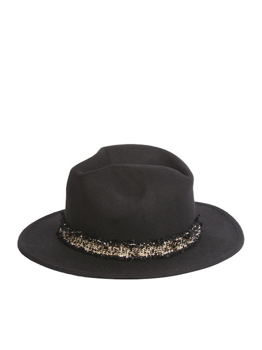 Frauen Stoff Hut Fedora Schwarz