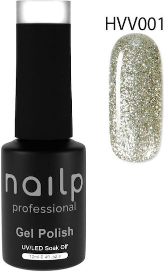 Nailp Professional Nailp Gel Nagellack Soak Off UV LED #hvv001 Gel Nagellack Silber Glitzer mit Glitzer 12ml