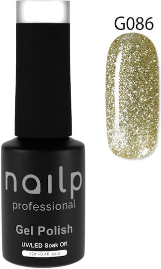 Nailp Professional Nailp Gel Nagellack Soak Off UV LED #g086 Gel Nagellack #g086 mit Glitzer 12ml