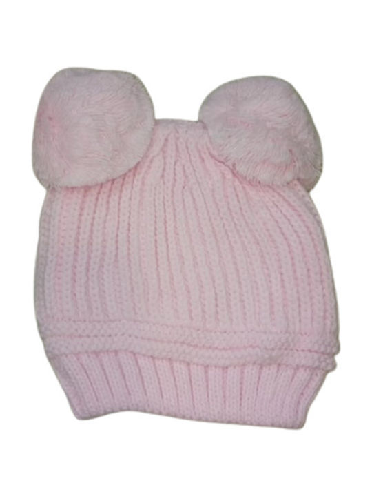 Kids Beanie Knitted Pink