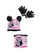 Kinder Mütze Set mit Handschuhe Stoff Rosa