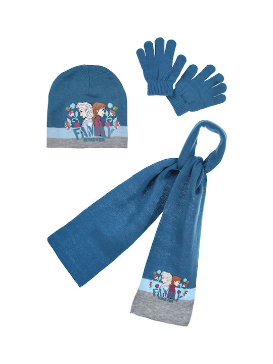 Σετ με Κασκόλ & Γάντια Πλεκτό Μπλε