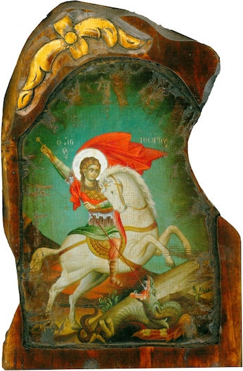 IconsGR Εικόνα Άγιος Γεώργιος Ξύλινη 25x38εκ.