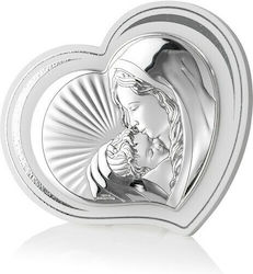 Valenti Silver Virgin Mary Holding the Infant Icon 14x12cm