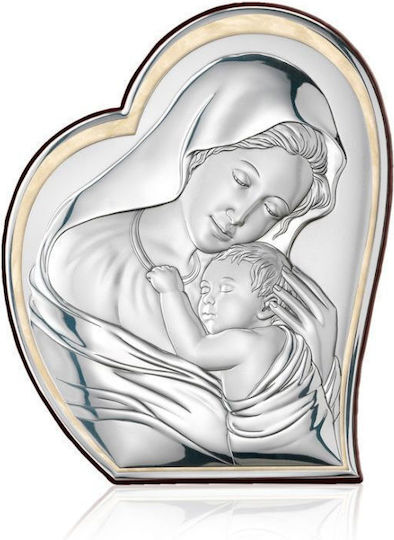 Valenti Silver Virgin Mary Holding the Infant Icon 27x32.5cm