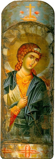 IconsGR Εικόνα Архангел Михаил Дърво 14x40см.