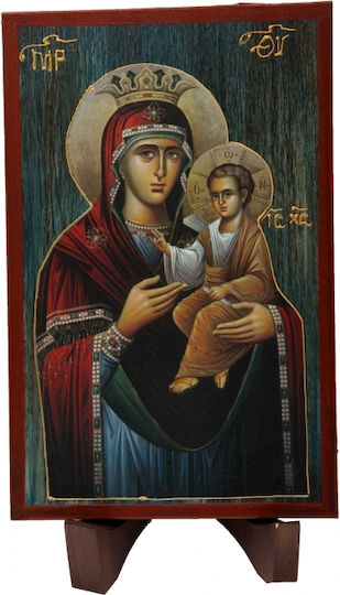IconsGR Wooden Virgin Mary Holding the Infant Icon 18x28cm A3/1XRI