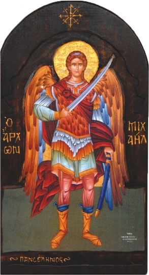 IconsGR Εικόνα Архангел Михаил Дърво 28x50см.