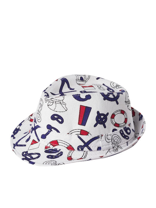 Kids' Hat Fedora Fabric White