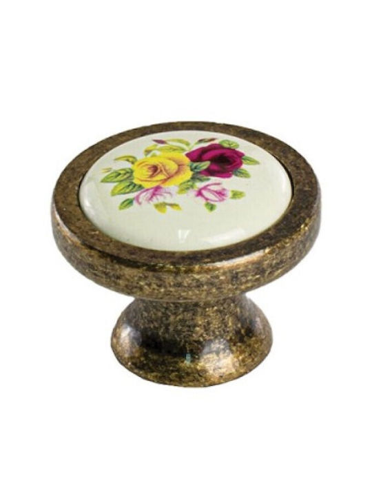 Finetto Antique Knob Furniture made of Porcelain Bronze D30mm 256-031V#AB#ΒR 1pcs