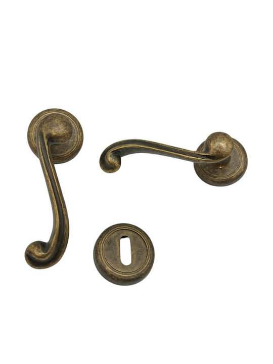 Lever Middle Door with Rosette 0243-ANT1 Pair Bronze