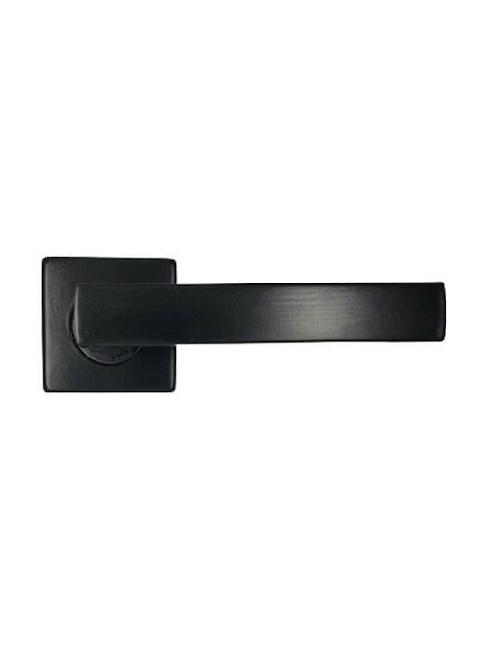 Import Hellas Front Door Matte Lever with Rosette for Left Placement Black 52081