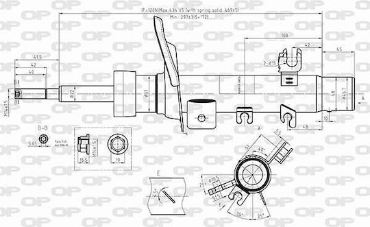 Open Parts Αμορτισέρ Πορτ Μπαγκάζ για Citroen C3 / C4 Cactus