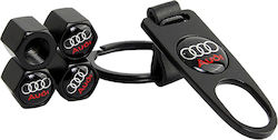 Audi Καπάκια Βαλβίδων με Σήμα Audi Μαύρο 4τμχ