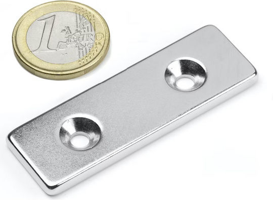 Magnitech Μαγνήτης Νεοδυμίου Ορθογώνιος με Τρύπα και Δύναμη Έλξης 13kg