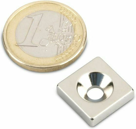 Magnitech Magnet Neodimiu Rectangular cu Gaură și Forță de Atracție 4.5kg 1buc