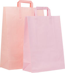 Pungi de Hârtie pentru Ambalare cu Mâner Roz 37x27x12cm 350buc
